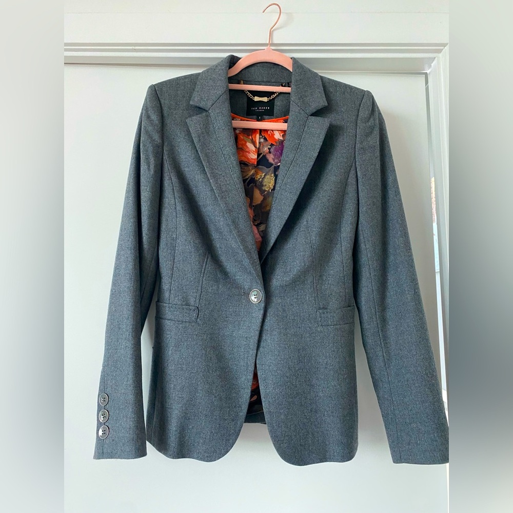 Ted Baker l Working Title Charcoal Blazer with Floral Lining